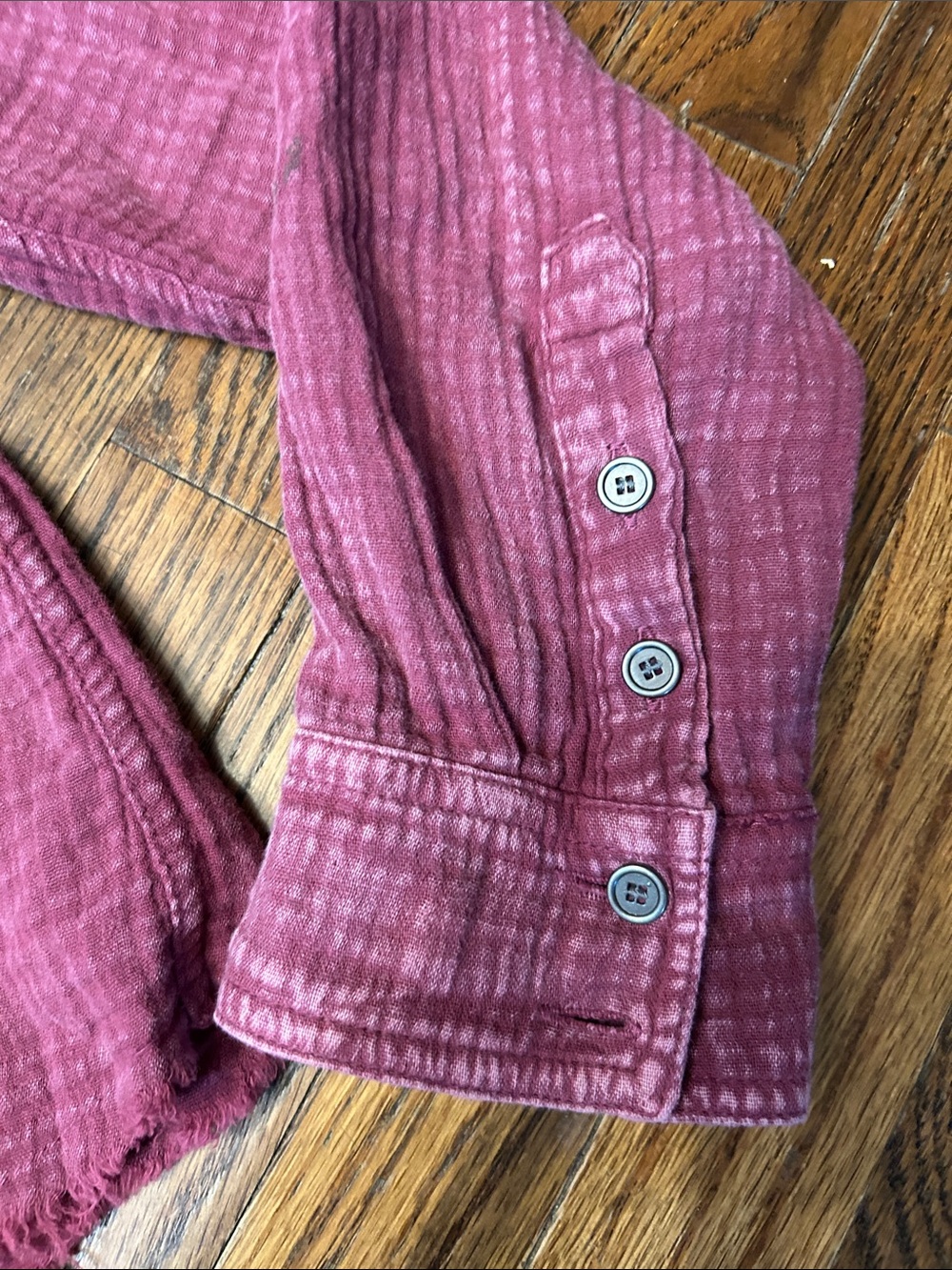 easel Washed Button-Front Top - Raspberry - Picture 5 of 9